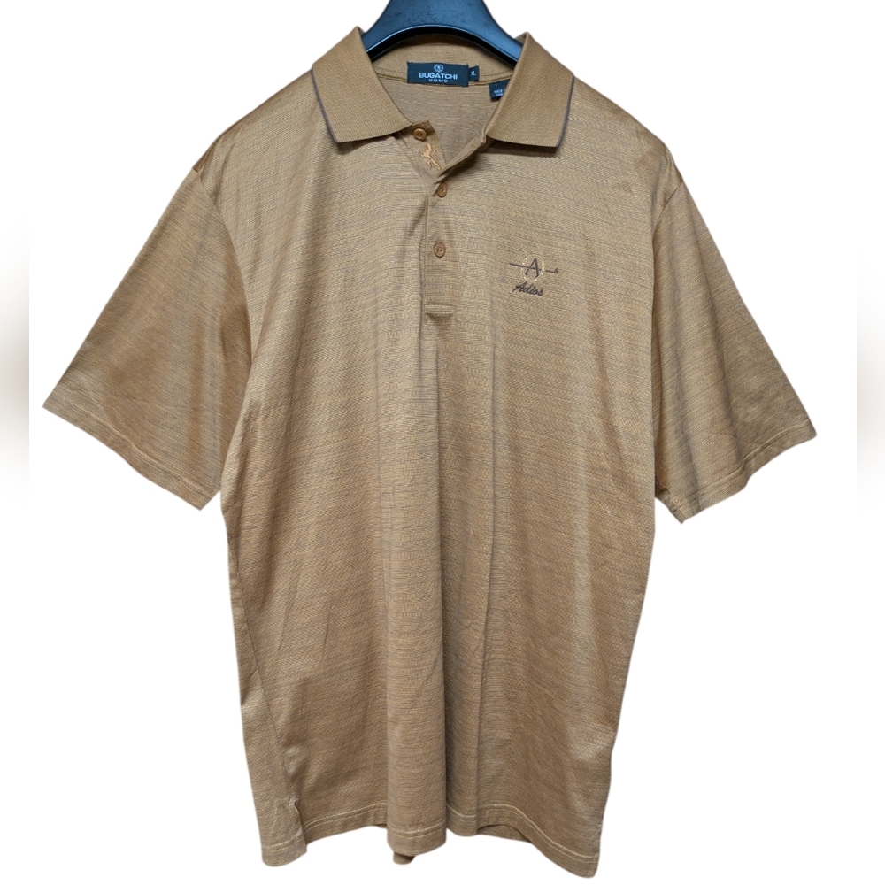 Bugatchi Egyptian Cotton Brown Adios Golf Club Polo Shirt Size XL
